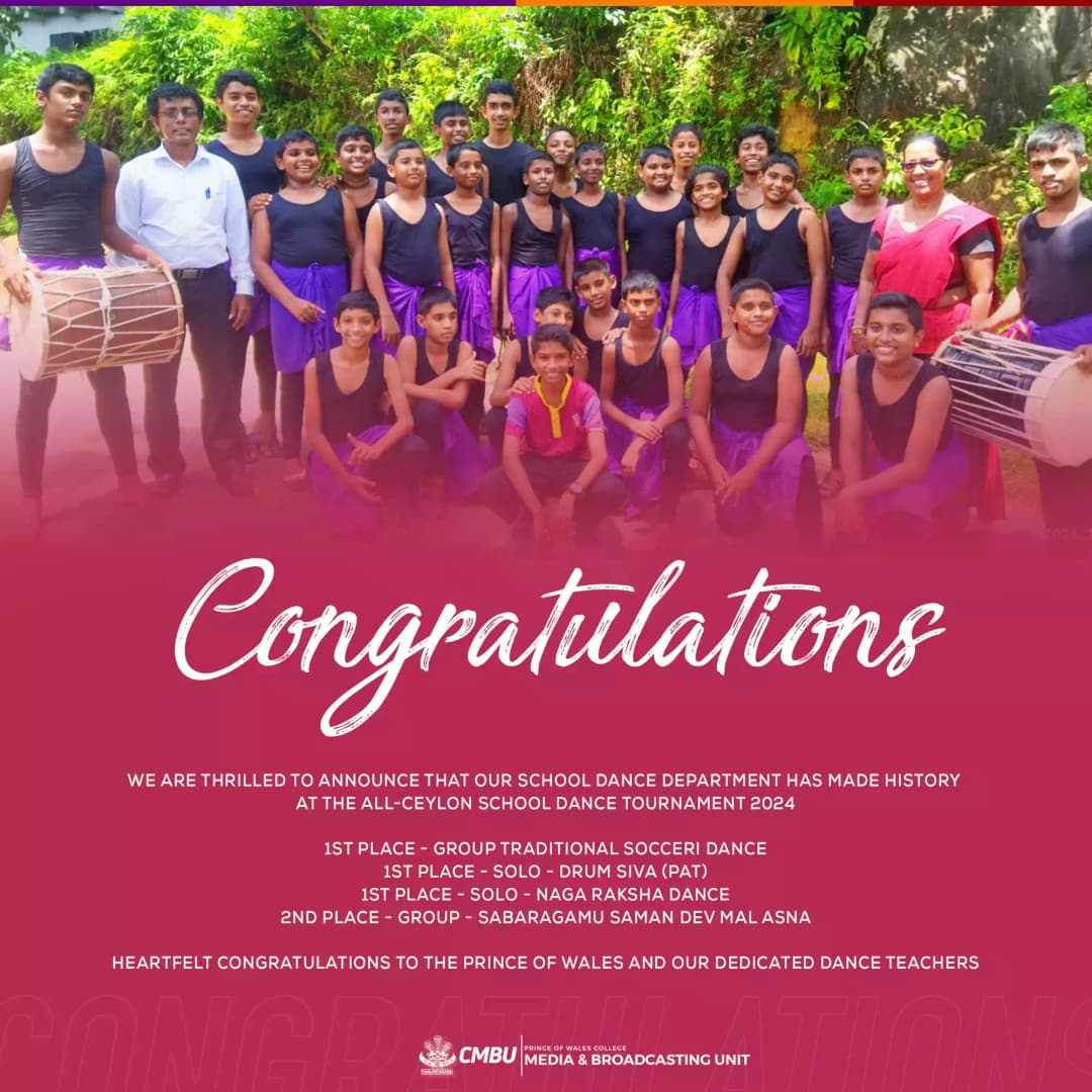 Historic Wins for Prince of Wales College at All-Ceylon School Dance Tournament 2024