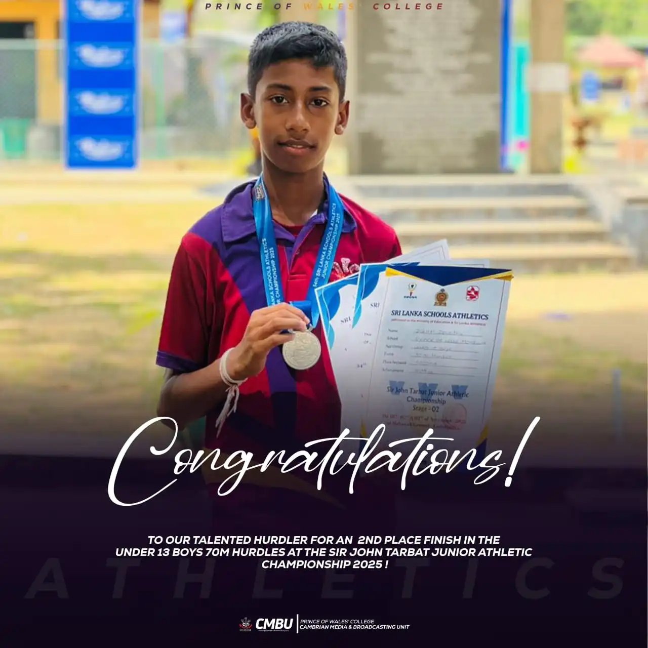 Congratulations to Our Talented Hurdler