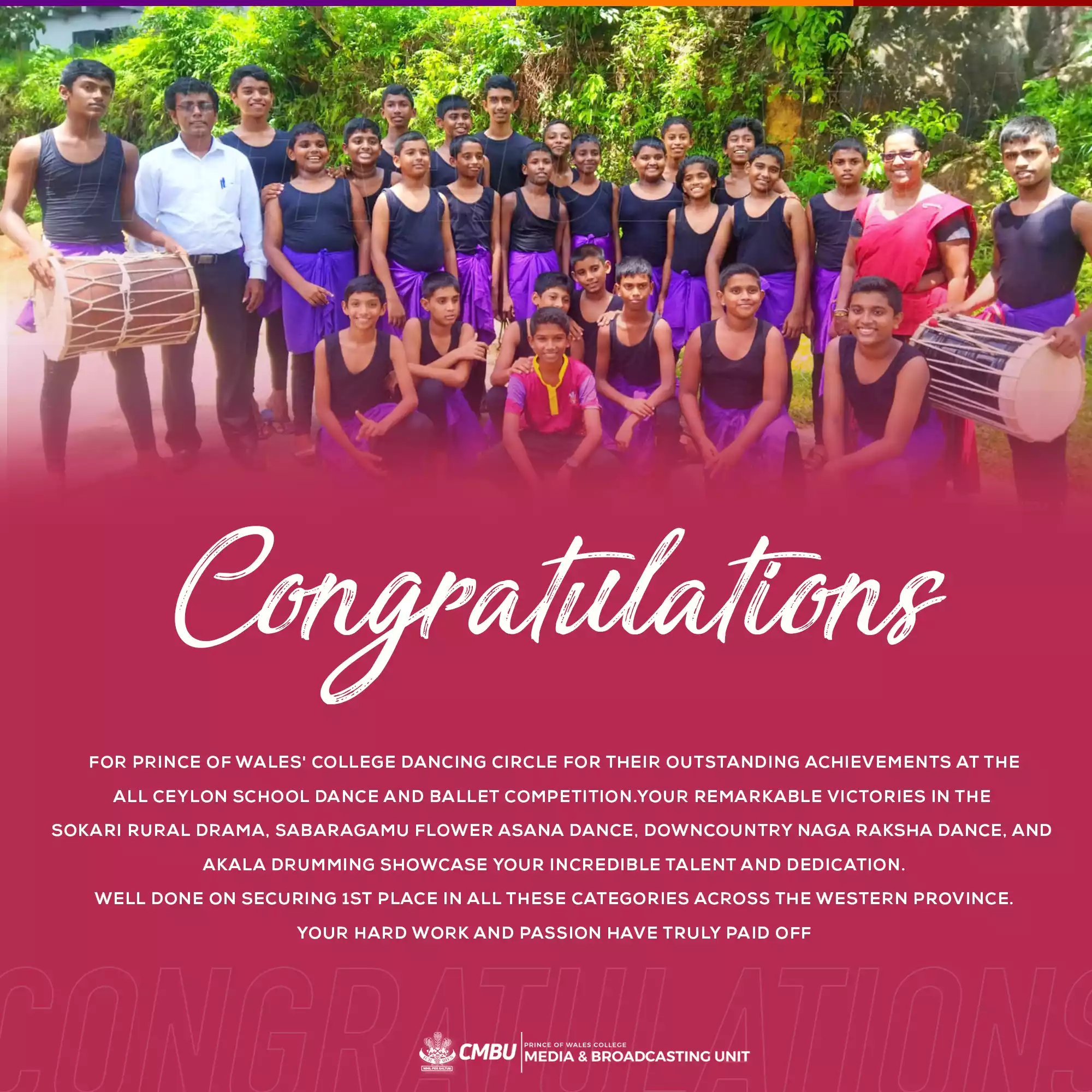 Prince of Wales' College Dancing Circle Triumphs at All Ceylon School Dance and Ballet Competition