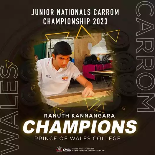 Ranuth Kannangara Clinches Victory in Junior National Carrom Championship 2023