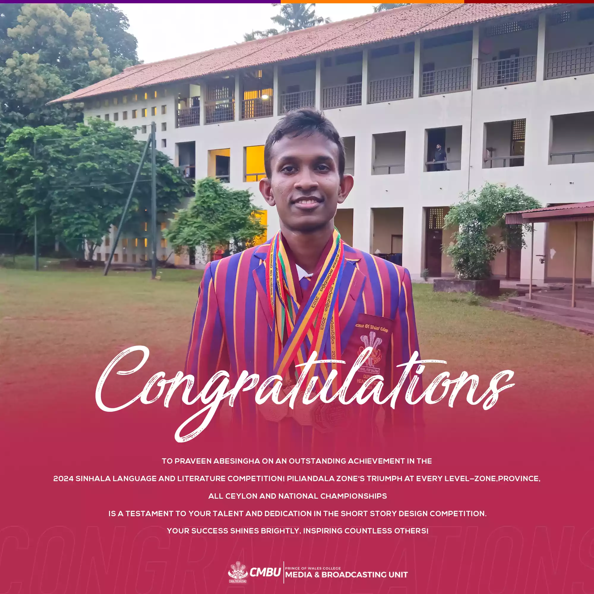 Praveen Abesingha Triumphs in 2024 Sinhala Language and Literature Competition