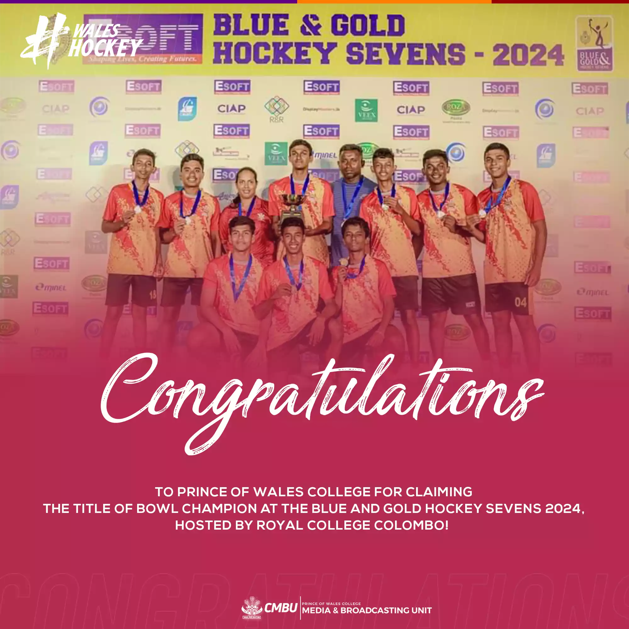 Prince of Wales College Triumphs as BOWL Champion at Blue and Gold Hockey Sevens 2024