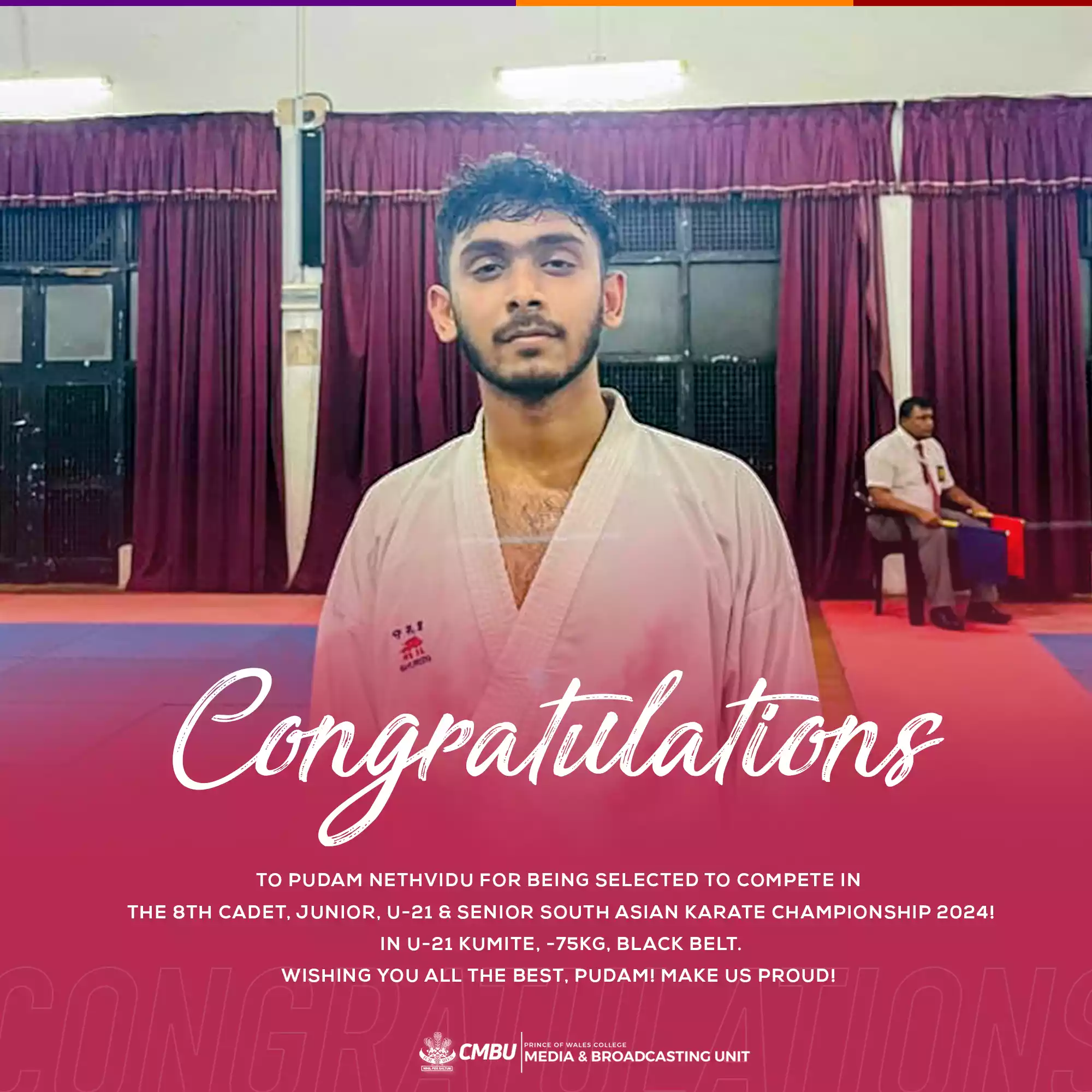 Pudam Nethvidu Selected for South Asian Karate Championship 2024